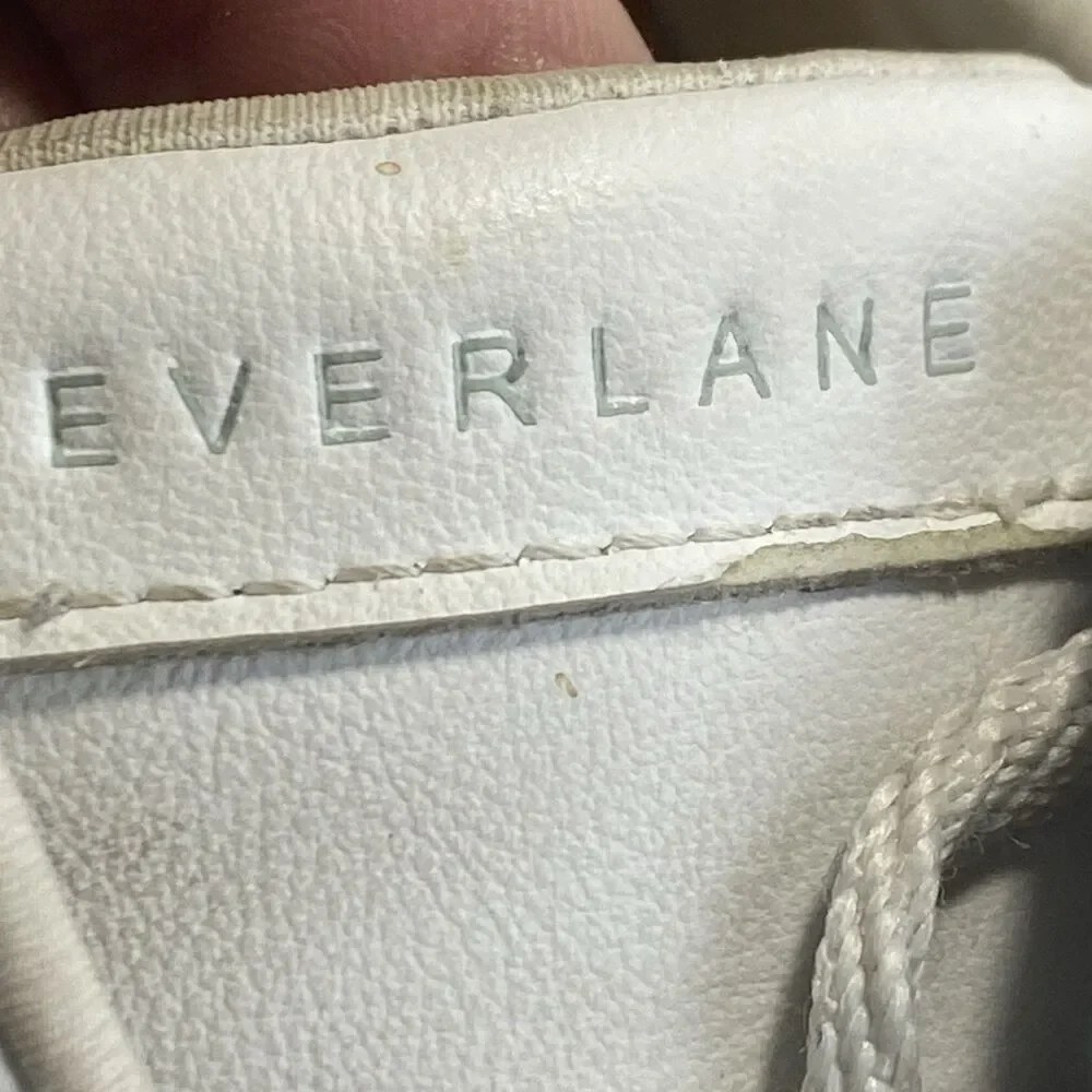 Everlane Releather White Gum Sole Sneaker Heel Toe 25.5 cm M 7 W 8-8.5? FLAW